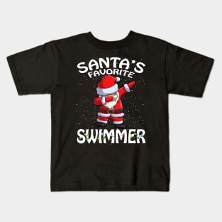Santas Favorite Swimmer Christmas Kids T-Shirt